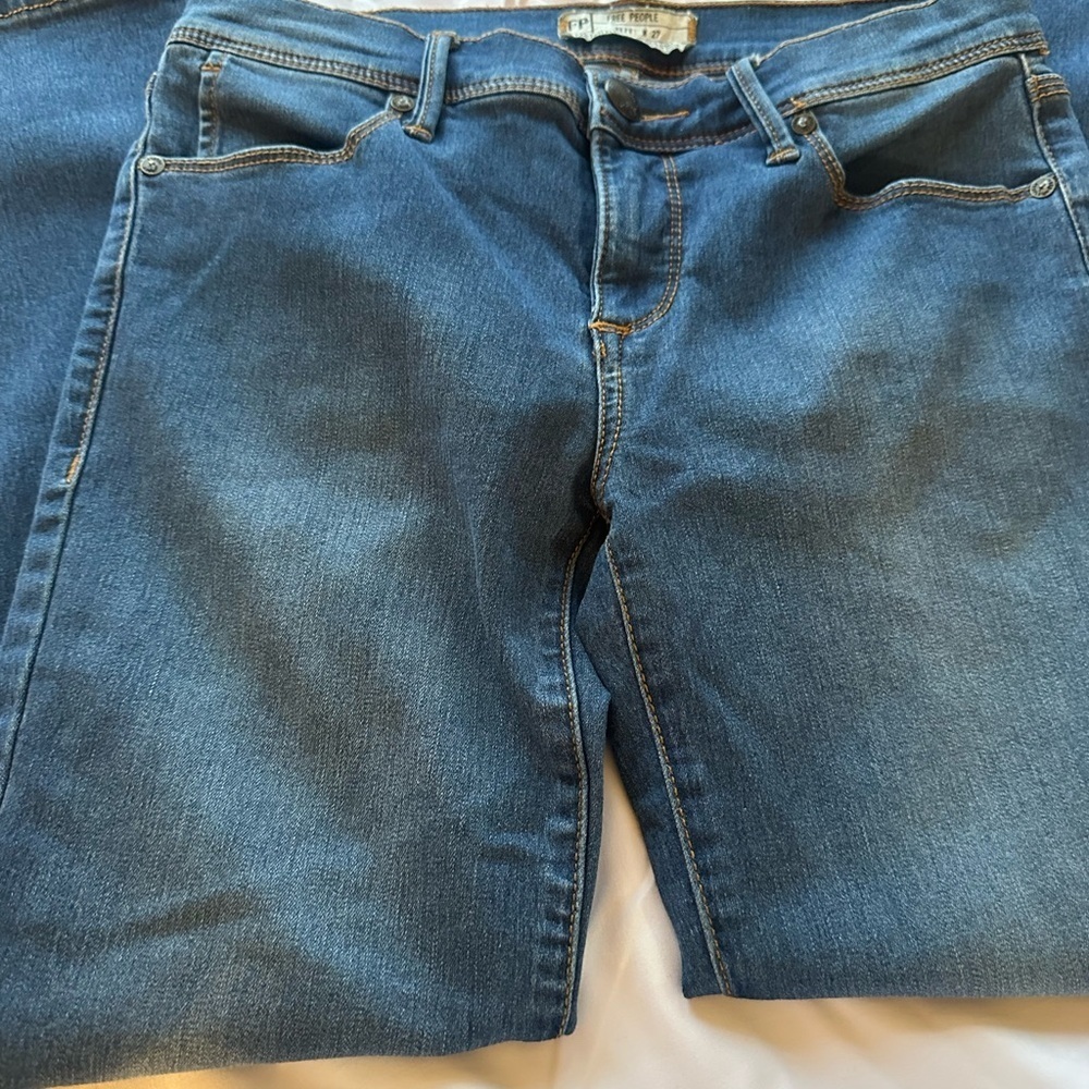 Free People Dark Blue Skinny Jeans - Picture 3 of 6